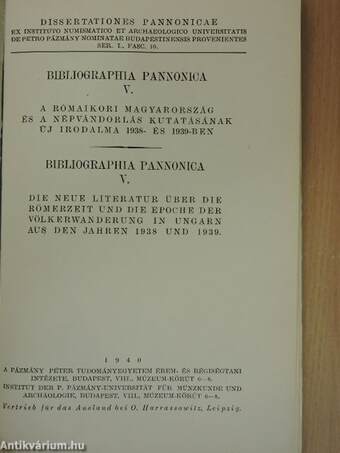 A rómaikori Magyarország és a népvándorlás kutatásának új irodalma 1938- és 1939-ben