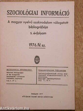 Szociológiai információ 1976/4.