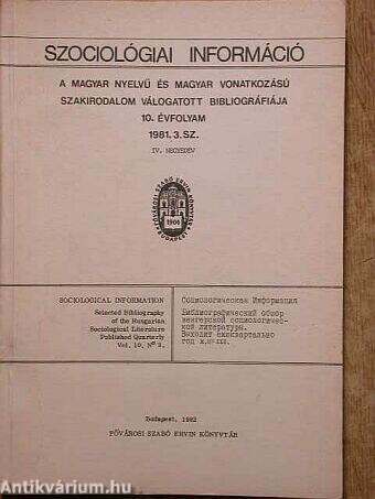 Szociológiai információ 1981/3.