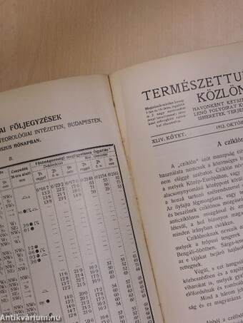 Természettudományi Közlöny 1912./Pótfüzetek a Természettudományi Közlönyhöz 1912. (nem teljes évfolyam)