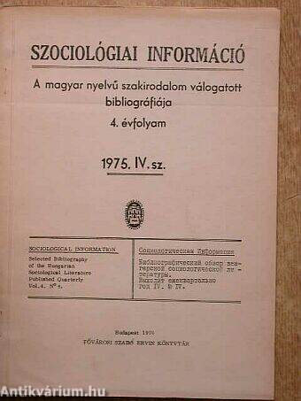 Szociológiai információ 1975/4.