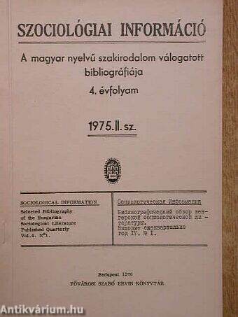 Szociológiai információ 1975/2.