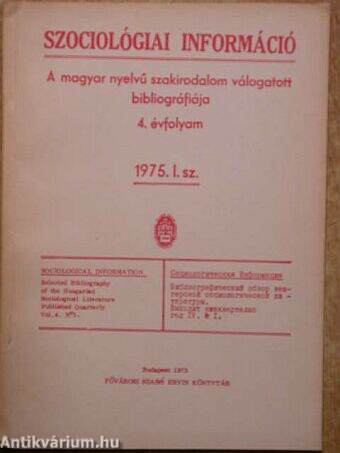 Szociológiai információ 1975/1.