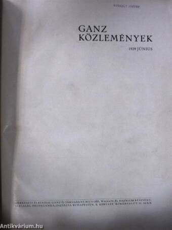 Ganz közlemények 1929-1932.