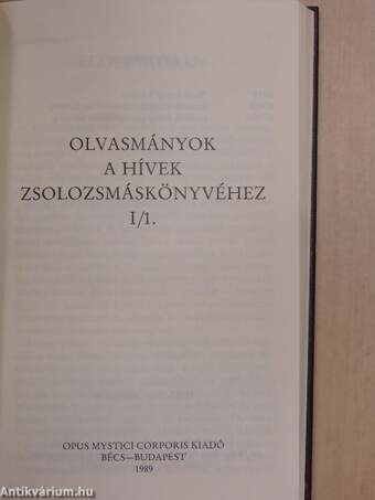 Olvasmányok a hívek zsolozsmáskönyvéhez I/1.