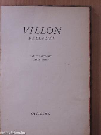 Villon balladái Faludy György átköltésében