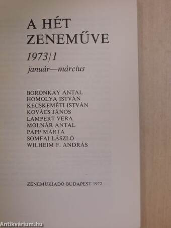 A hét zeneműve 1973/1-4.