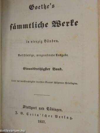 Goethe's sämmtliche Werke 31. (gótbetűs) (töredék)