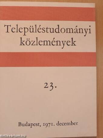 Településtudományi közlemények 23.