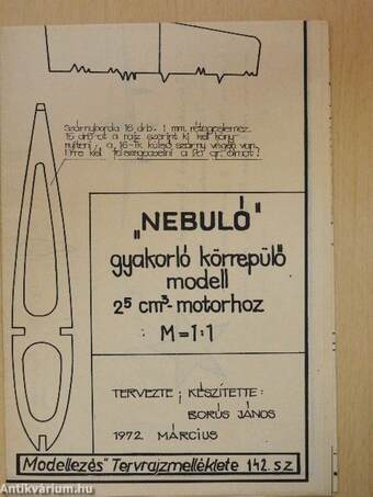 "Nebuló" gyakorló körrepülő modell 2,5 cm3-motorhoz