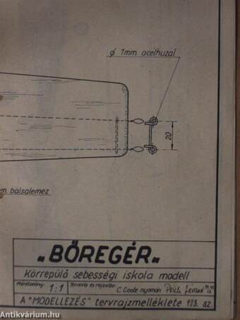 "Bőregér" körrepülő sebességi iskola modell tervrajza