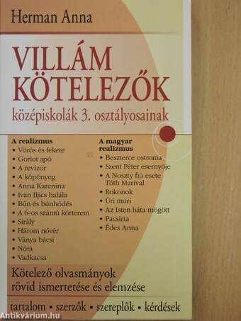 Villám kötelezők középiskolák 3. osztályosainak