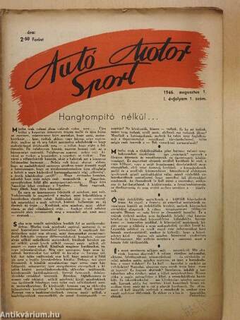 Autó-Motor Sport 1946. augusztus 1.