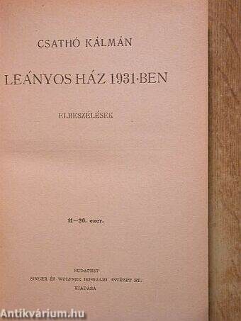 Leányos ház 1931-ben