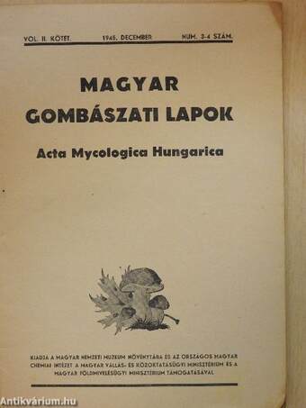 Magyar gombászati lapok 1945/3-4.