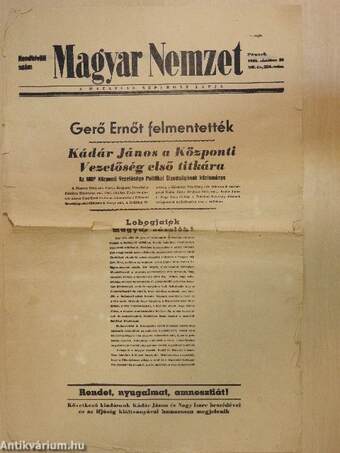 Magyar Nemzet 1956. október 26. - Rendkívüli szám