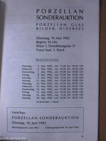 Dorotheum - Porzellan Sonderauktion 19. Mai 1992