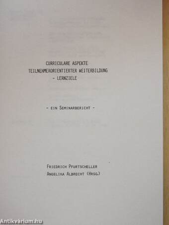 Curriculare Aspekte teilnehmerorientierter Weiterbildung - Lernziele