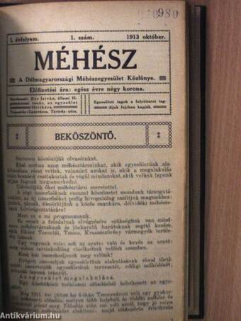 Méhész 1913./Magyar Méhészek Lapja 1914./Méh 1915. (vegyes számok) (10 db)