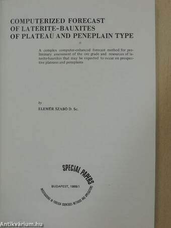 Computerized Forecast of Laterite-Bauxites of Plateau and Peneplain Type