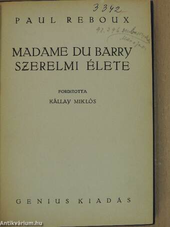 Madame du Barry szerelmi élete