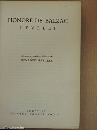 Honoré de Balzac levelei