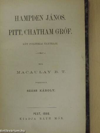 Hampden János/Pitt, Chatham gróf