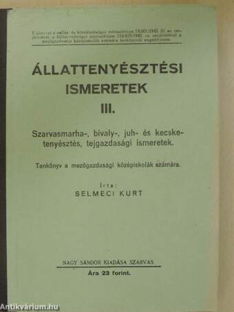 Állattenyésztési ismeretek III.