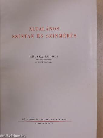 Általános színtan és színmérés