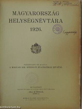 Magyarország helységnévtára 1926