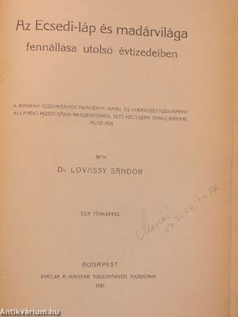 Az Ecsedi-láp és madárvilága fennállása utolsó évtizedeiben