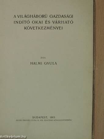 A világháború gazdasági indító okai és várható következményei