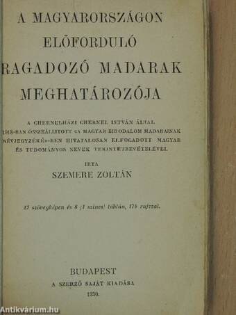 A Magyarországon előforduló ragadozó madarak meghatározója