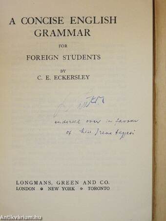 A Concise English Grammar for Foreign Students