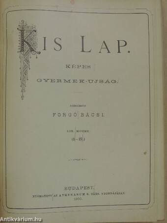 Kis Lap 1900. július-december (fél évfolyam)