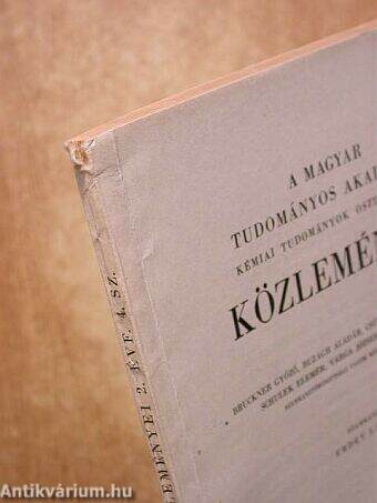 A Magyar Tudományos Akadémia Kémiai Tudományok Osztályának Közleményei