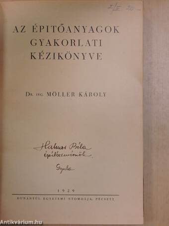 Az épitőanyagok gyakorlati kézikönyve I-II.