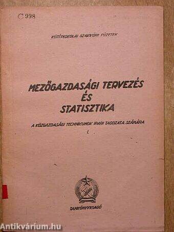 Mezőgazdasági tervezés és statisztika I.