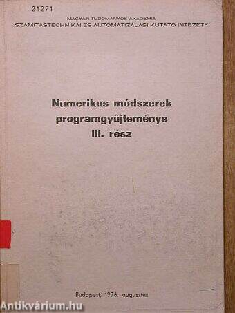 Numerikus módszerek programgyűjteménye III.