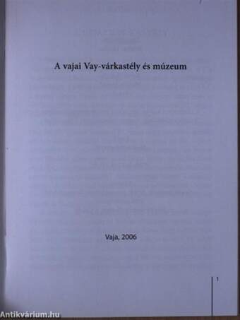 A vajai Vay-várkastély és múzeum