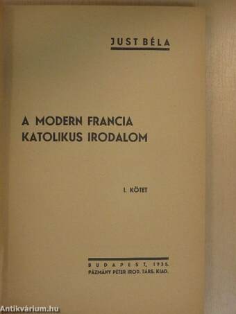 A modern francia katolikus irodalom I.