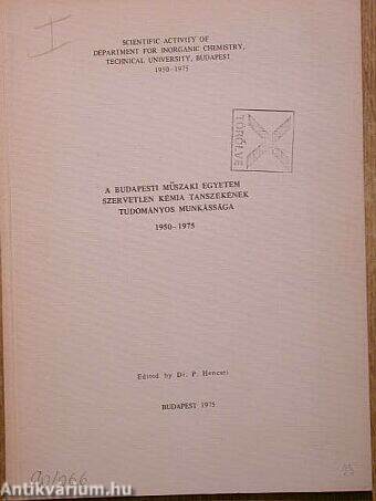 A Budapesti Műszaki Egyetem Szervetlen Kémia Tanszékének tudományos munkássága