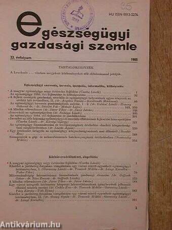 Egészségügyi Gazdasági Szemle 1985/1-4.