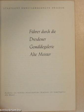 Führer durch die Dresdener gemäldegalerie Alte Meister