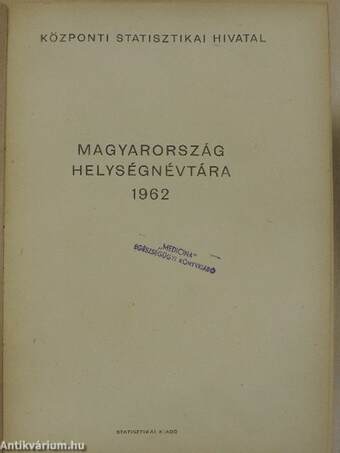 Magyarország helységnévtára 1962