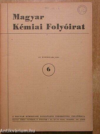 Magyar Kémiai Folyóirat 1961. június