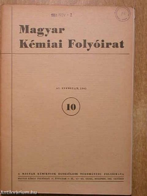 Magyar Kémiai Folyóirat 1961. október