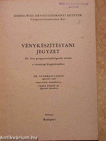 Vénykészítéstani jegyzet