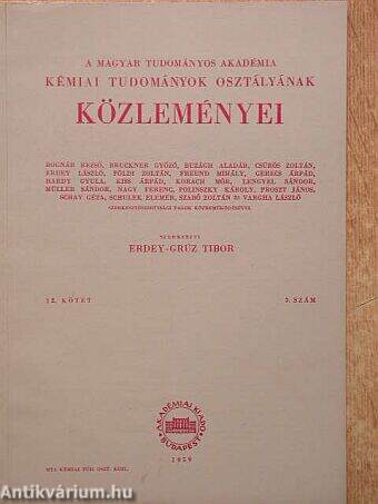 A Magyar Tudományos Akadémia Kémiai Tudományok Osztályának Közleményei 1959.