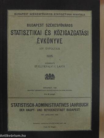 Budapest székesfőváros statisztikai és közigazgatási évkönyve 1926.